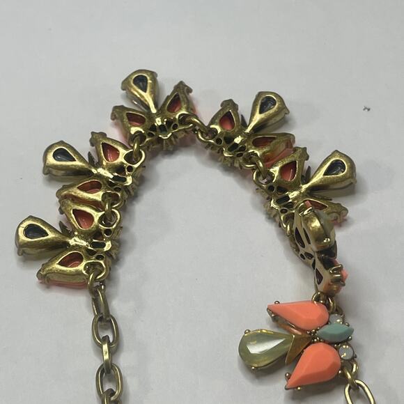 J. Crew crystal statement necklace peach and citrine in gold tone trendy boho - Picture 13 of 15